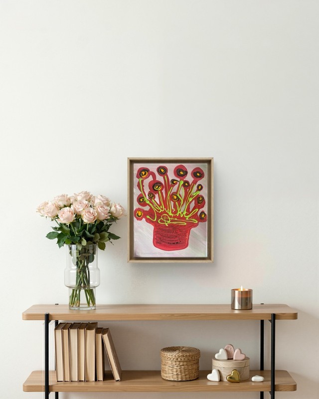 BLESSED#1217 Flower Black Red Roses 11x14 Original Canvas Neo Abstract Art gallery