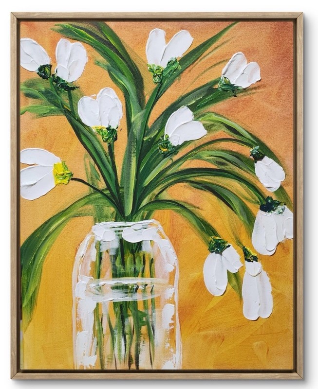 Vibrant Flowers Abstract Colorful Modern Wall Art Canvas Acrylic 16X20