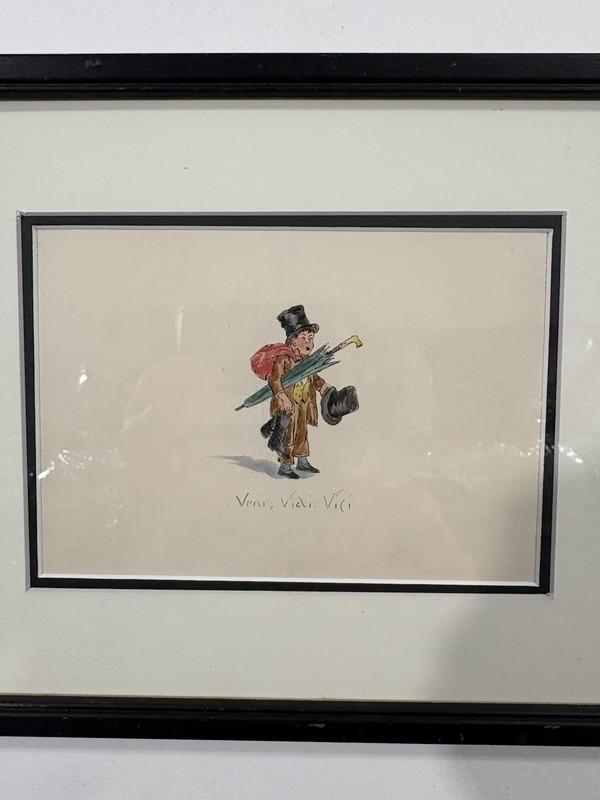 1870-1890 Watercolor Painting "Veni, Vidi, Vici" "I came, I saw, I conquered." gallery