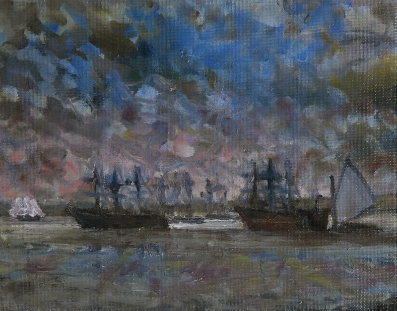 ORIGINAL BRUCE NORMAN *NEW SERIES 8×10 TALL SHIPS HARBOR PLEIN AIR OIL SEASCAPE