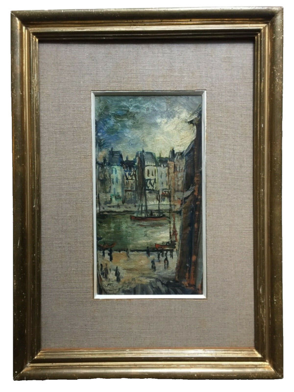 Louis CAZALS (1912-1995) Signed – Oil painting – Marine Port Normandy HONFLEUR