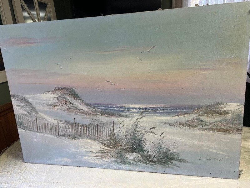 Vintage C. Melton Seascape Oil Painting