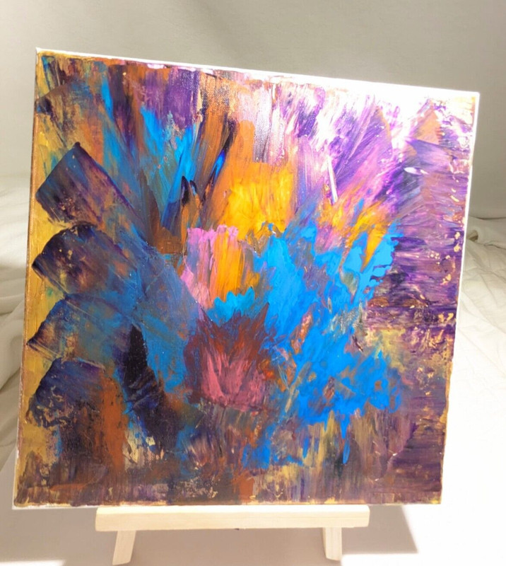 Original Abstract Acrylic (Vid Uploaded) Painting Canvas 14x14 Orange Red Rose gallery