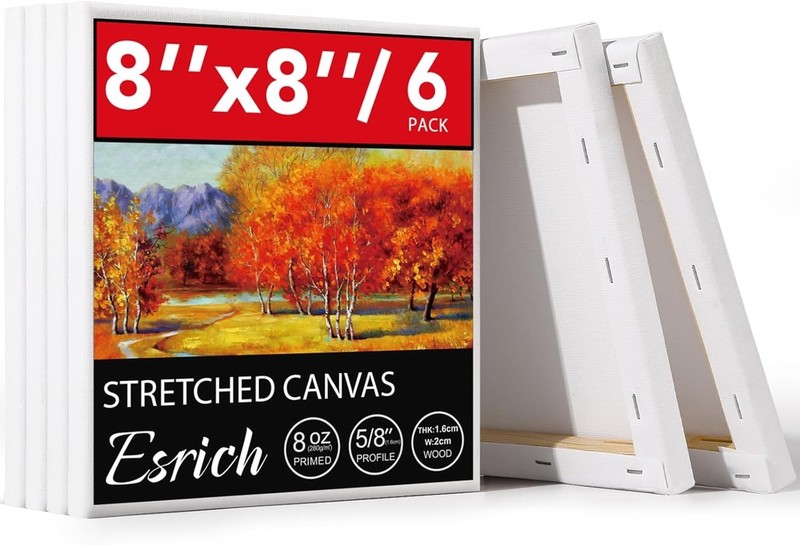 8x8 Stretched Canvas Set - 6 Pack for Oil, Acrylic & Watercolor gallery