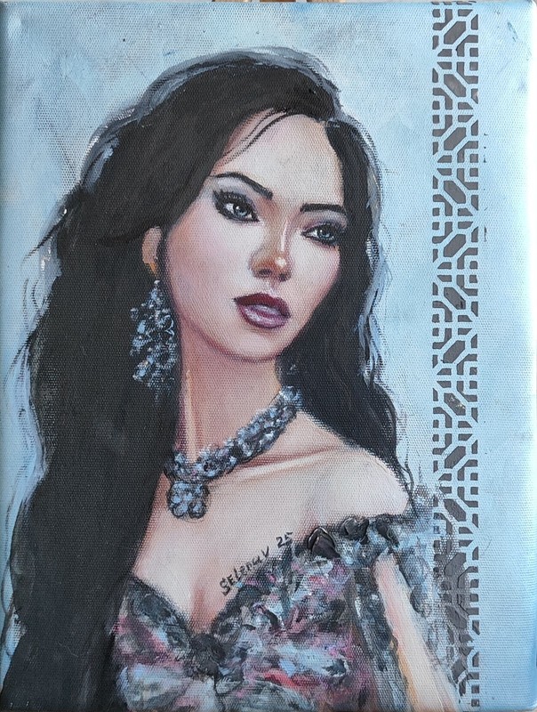 Beautiful Girl Paintings pearl Woman Portrait Hand Original Oil art Empowerment gallery