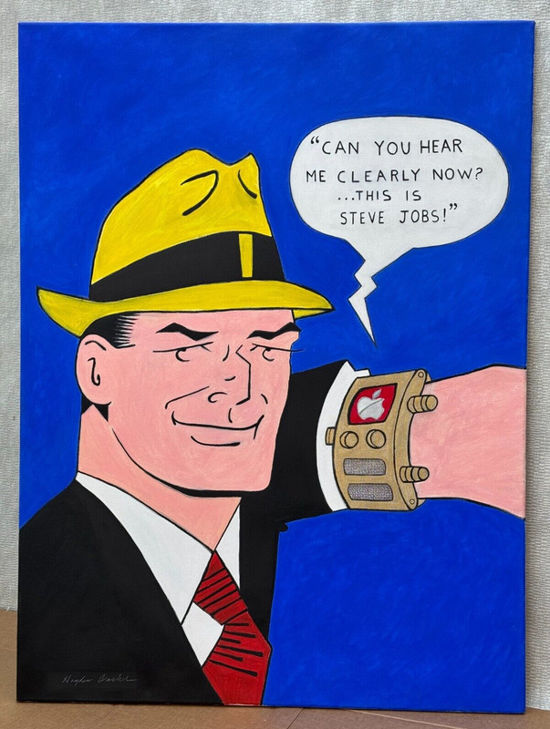 ORIGINAL DICK TRACY POP ART OIL PAINTING STEVE JOBS APPLE WATCH – HAYDEN BRANKER