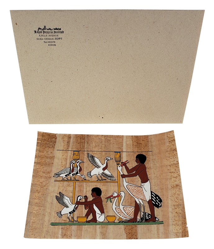 EGYPTIAN PAPYRUS INSTITUTE PAINTING ARTWORK ON PAPER FIGURES BIRDS EGYPT AFRICA