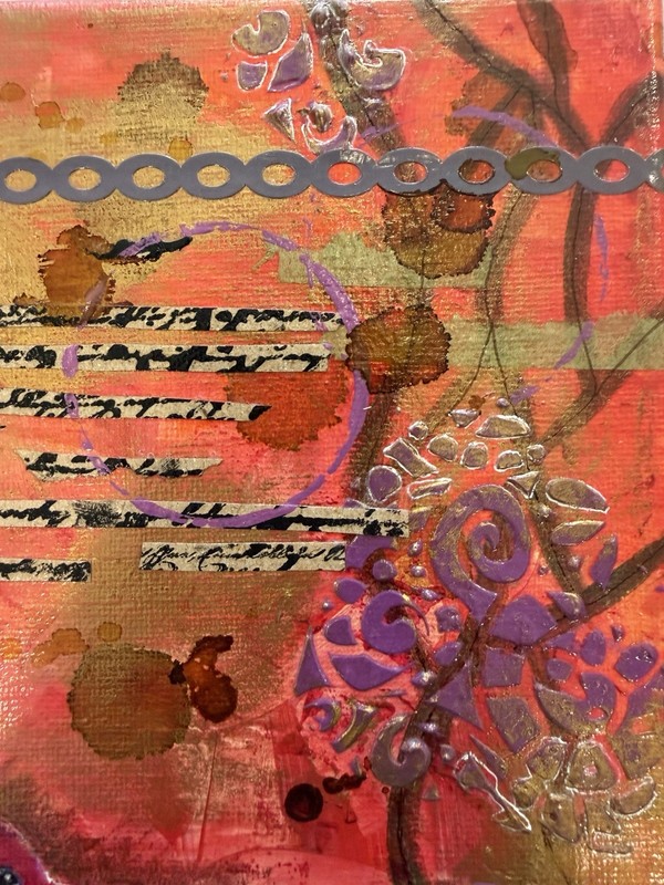 Original Signed Mixed Media Acrylic Bird Painting 8x10 “Red and Purple” 2015 gallery