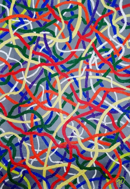 Original Acrylic Painting on Paper – Size 16″x12″ – the Tricky Tangles of Life