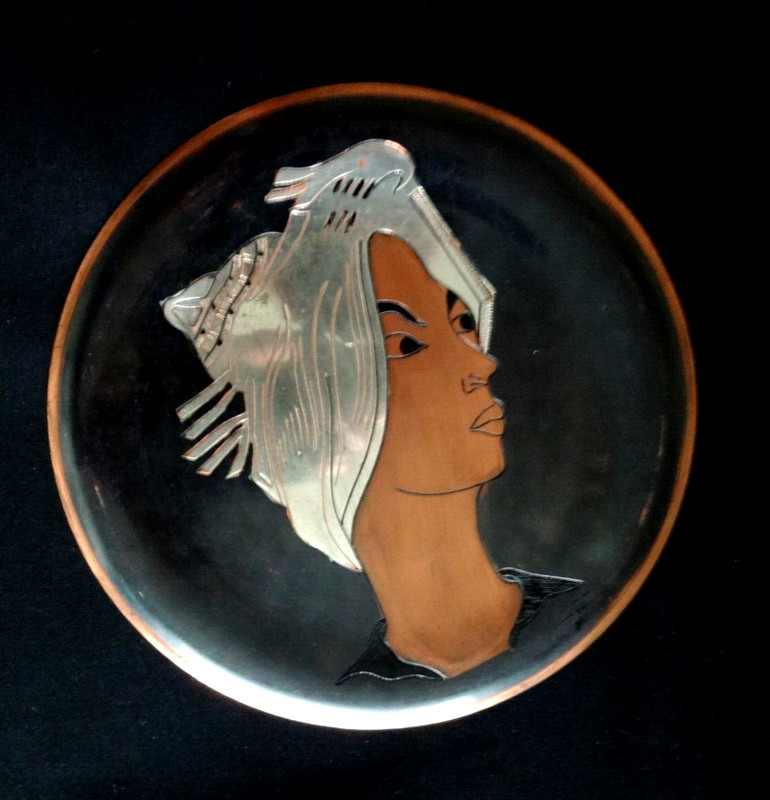 Middle Eastern Warrior Woman Artwork Hand Painted on 8 in. Copper (Wall Hanging)