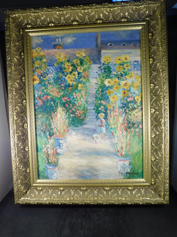 Original Oil on Canvas Signed G. Venson Garden Path
