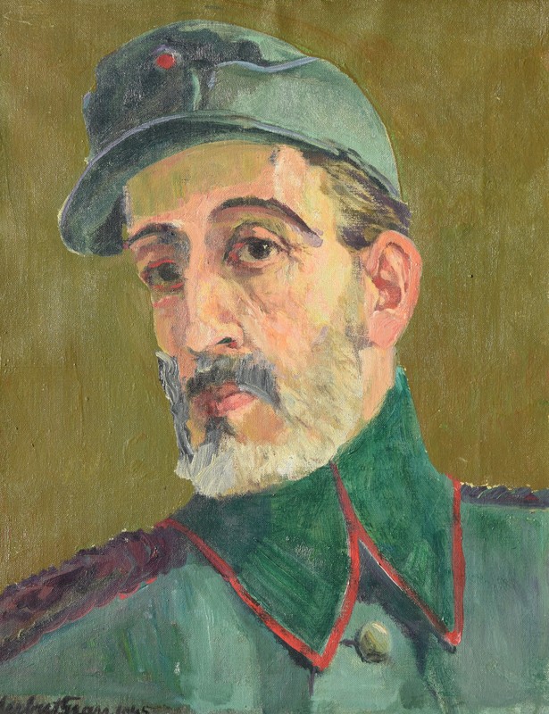 Herbert Grass 1886-1978 Heidelberg / Painting Self Portrait 1945 Soldier World War