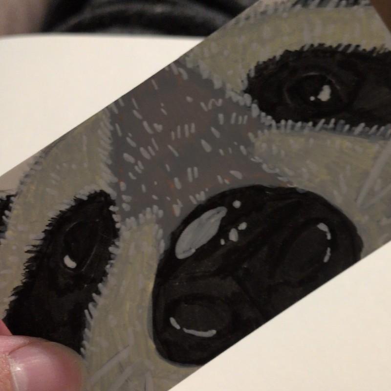 "Trash Snoot" Racoon Traditional Acrylic Aceo 2"X3.5" Collectable Original gallery
