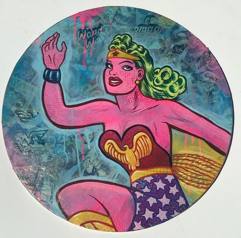 Frank Forte Lowbrow Pop Art Surrealism Original Art Wonder Woman In Pink #1