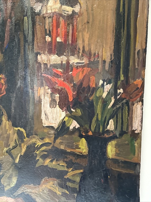 ANTIQUE IMPRESSIONIST PAINTING 1910'S SIGNED OIL PORTRAIT MAN IN SUIT MYSTERY gallery