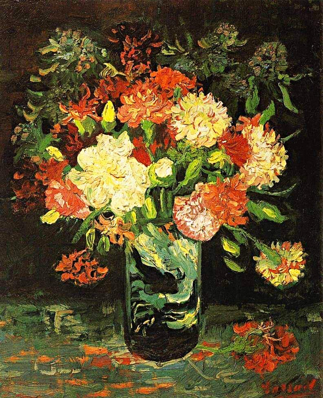 Vincent van Gogh Post-Impressionism floral still life painting flowers in vase.