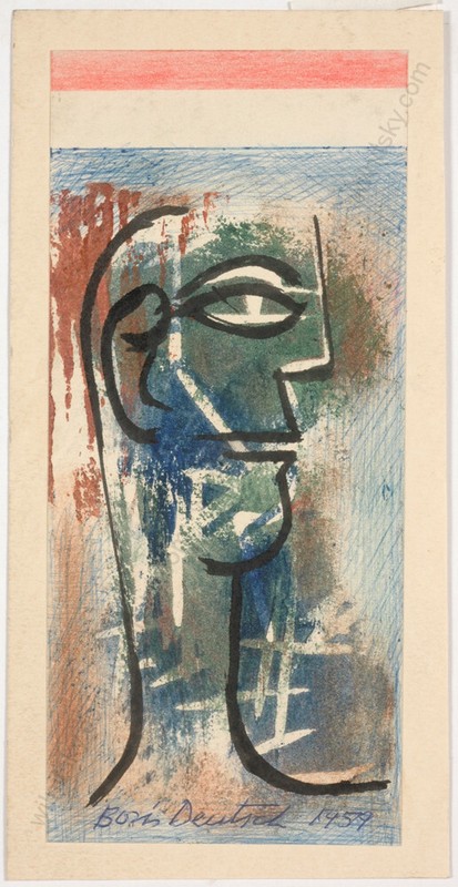 Boris Deutsch (1892-1978) «Head of a man», tempera, 1959