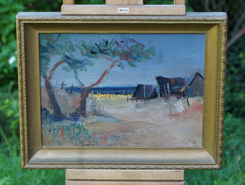 Laimonis Kupcis (1928–1976) – Beach Landscape – Oil On Cardboard – Signed