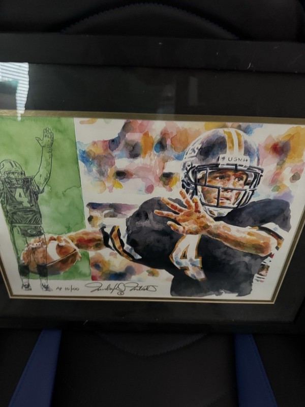 Brett Favre Limited Edition Watercolor Painting Framed Artist Print /100 Packers