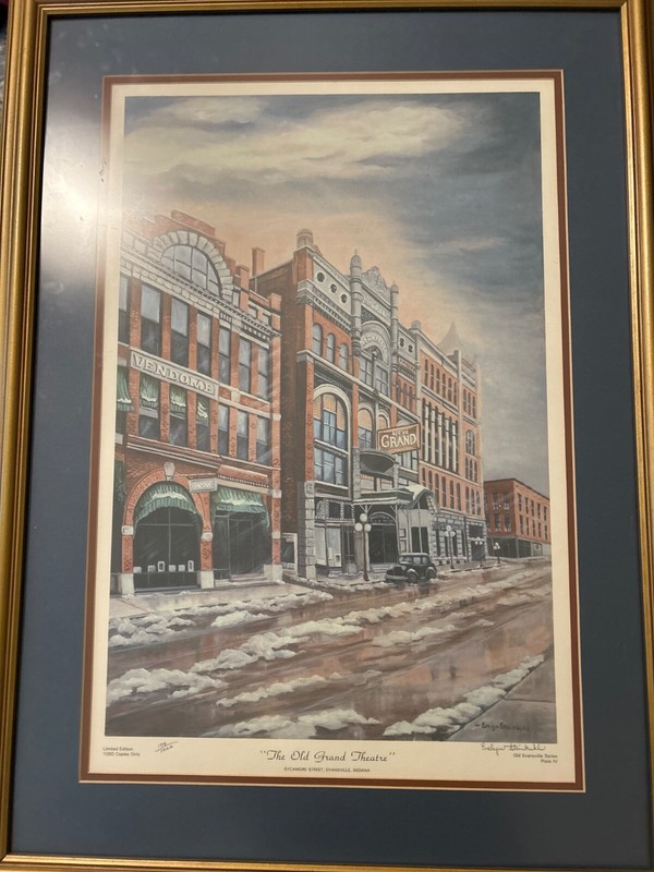 evansville grand theatre painting signed number 109 out of 1000 prints