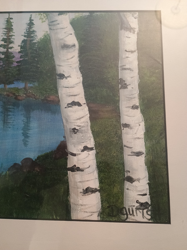 Original Painting Landscape Lake Birch Trees Mountains D Gurtsh 14x18" Framed gallery