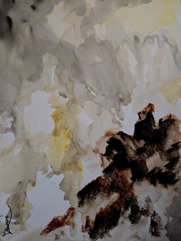 ORIGINAL Watercolor painting «Out At Sea 4»