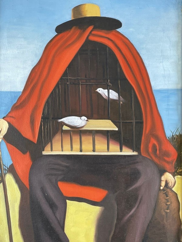 René Magritte (Handmade) Oil On Canvas Painting signed and stamped gallery