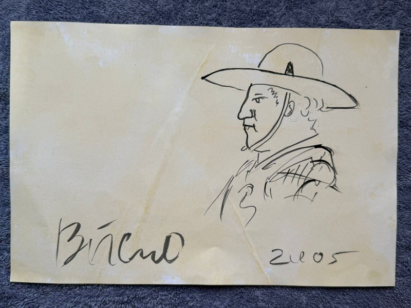 BOTERO drawing and painting on old paper signed stamped vintage
