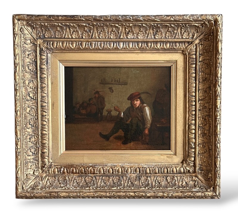19th Century Tavern Scene oil painting manner of David Teniers the Younger