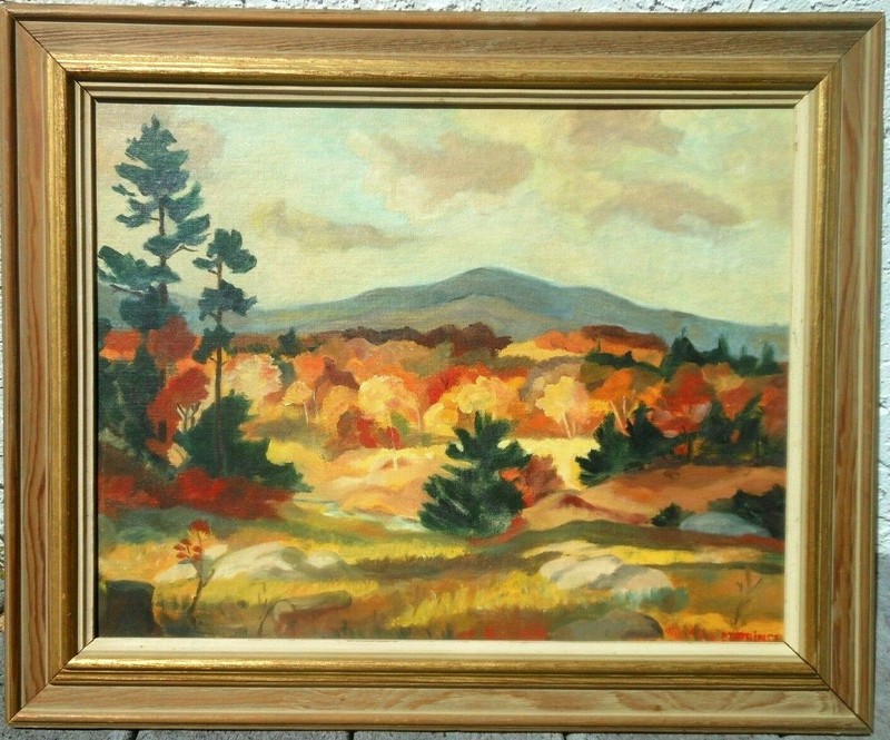 Vintage Impressionist Fall Landscape Painting M D Prince Oil on Artist Board