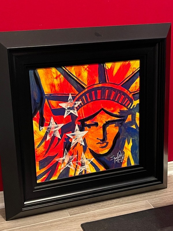 * REDUCED * Unique-"LADY LIBERTY WITH STARS" Acrylic by Stephen Fishwick gallery