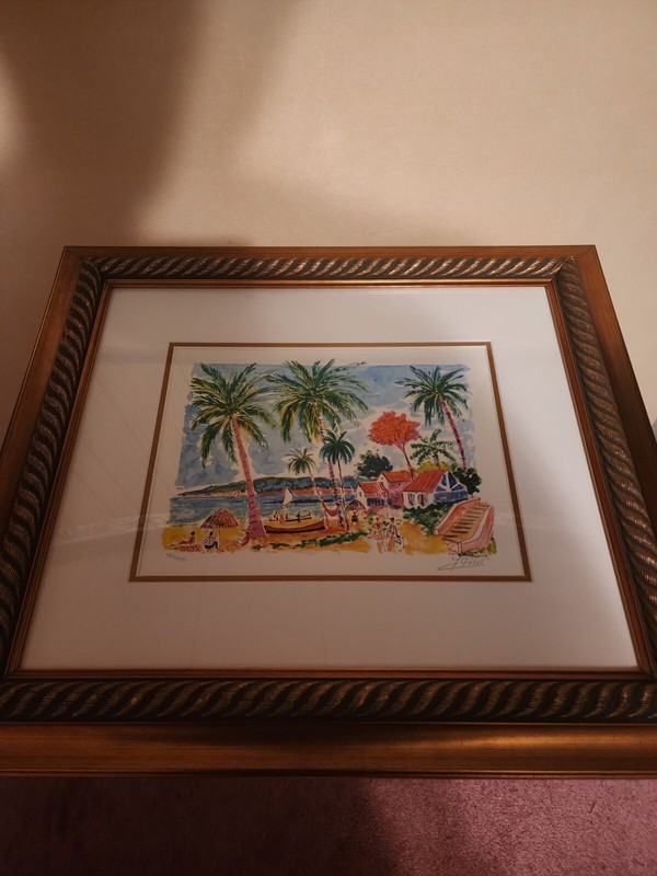 Jean Claude-Picot Seriolithograph «Plage Des Caraibes» Beautiful Hand Signed