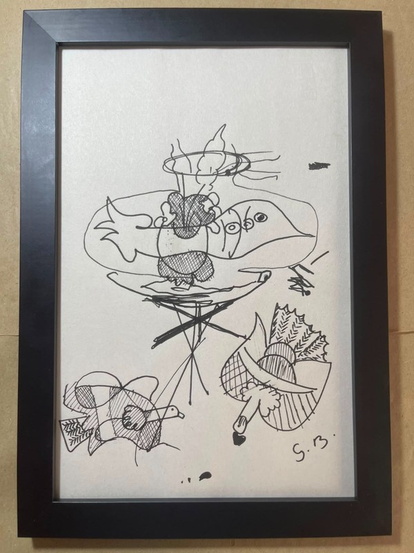 GEORGES BRAQUE drawing framed on sealed and signed wood