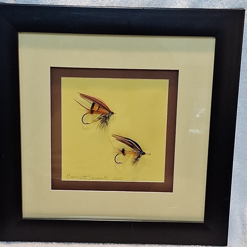 Bennett Sevack 2021 Signed Original Salmon Flies, Framed 12"x12" gallery