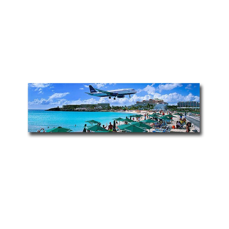 Happy Landings in St. Maarten Gallery-Wrapped Canvas Giclee Art (12 in x 42 in)