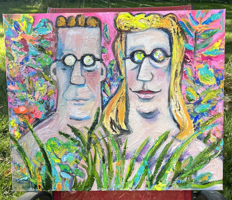 NY Couple Adam and Eve Key West Original Melissa Bollen oil painting texture gallery
