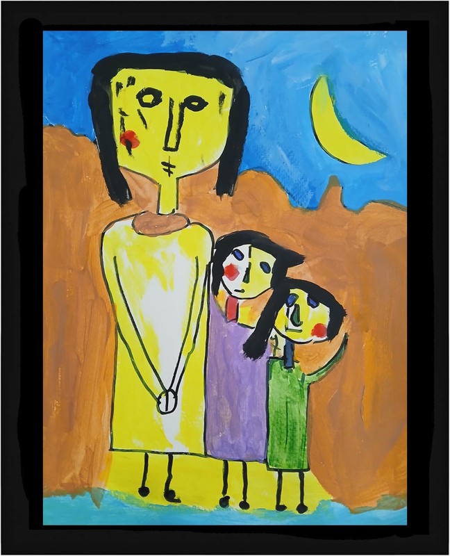 Expressionism/Abstract Family Three 11×14 Signed Colorful Hand Made Art Painting