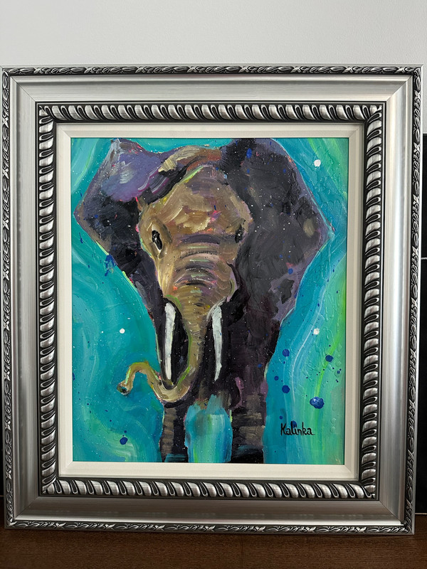 «One of a Kind» Original Kalinka Duaiv «Elephantesque» on Canvas Signed & Framed
