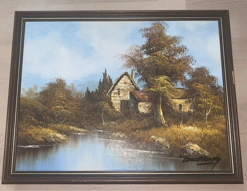 Landscape Oil Painting Original Framed Signed 17 ” 1/2 X 13” 1/2