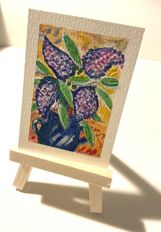 «Lilacs» Original watercolor/pen trading card signed by artist Stephanie Barrow