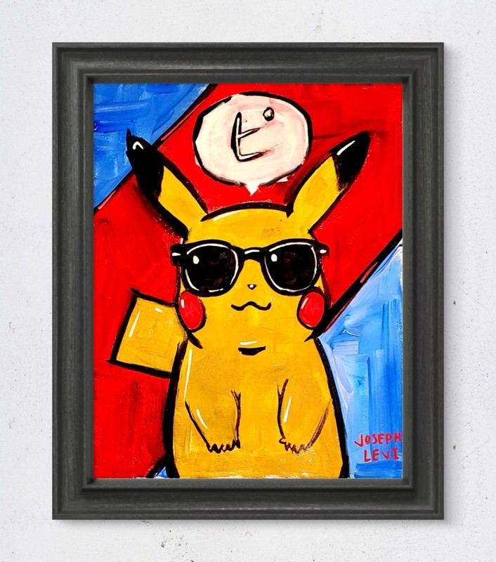 Colorful Modern Art Vivid Pikachu Pokemon 10×8 Original Acrylic Painting Canvas