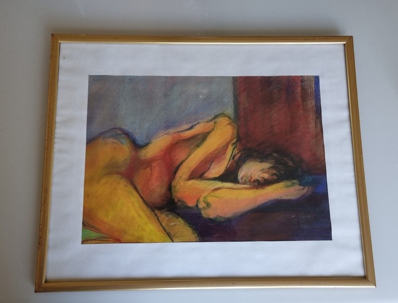 Painting Portrait Woman Genre Scene. Painting Canvas Woman Genre Scene