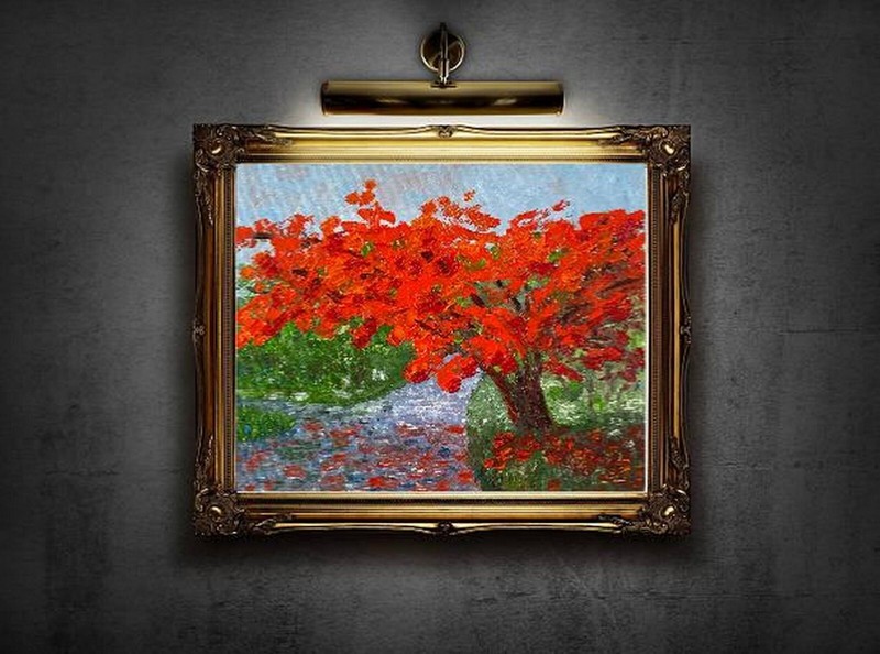 Red Tree. Vibrant, color-rich Oil Painting. ORIGINAL. Signed Impressionist Art gallery