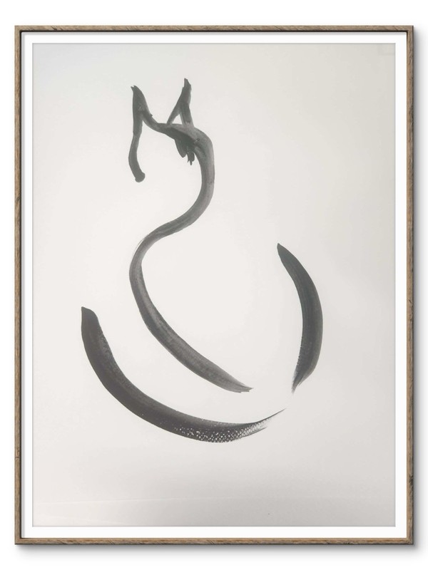 Abstract Black And White Cat Modern Unique Bold Art Acrylic Mixed Media Paper