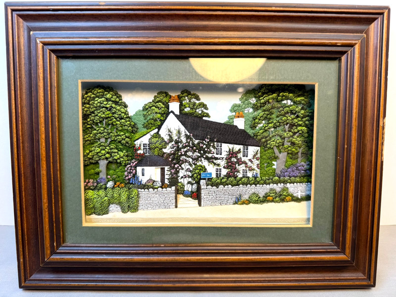 Friar Crafts England Dove Cottage Framed Art D. Pearson 1998 Hand Painted