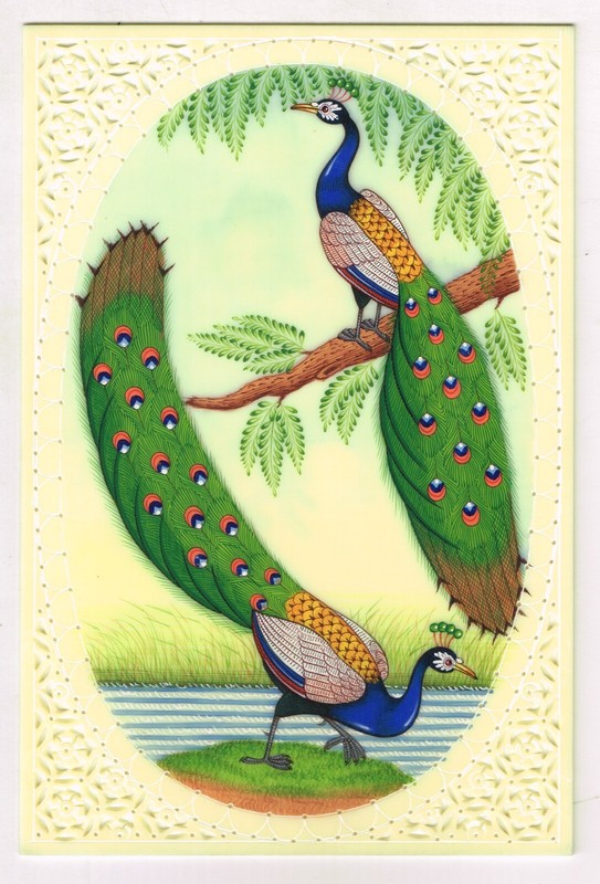 Handmade Painting Of Beautiful Peacock Bird Nature Art On Plate 4×6 Inches