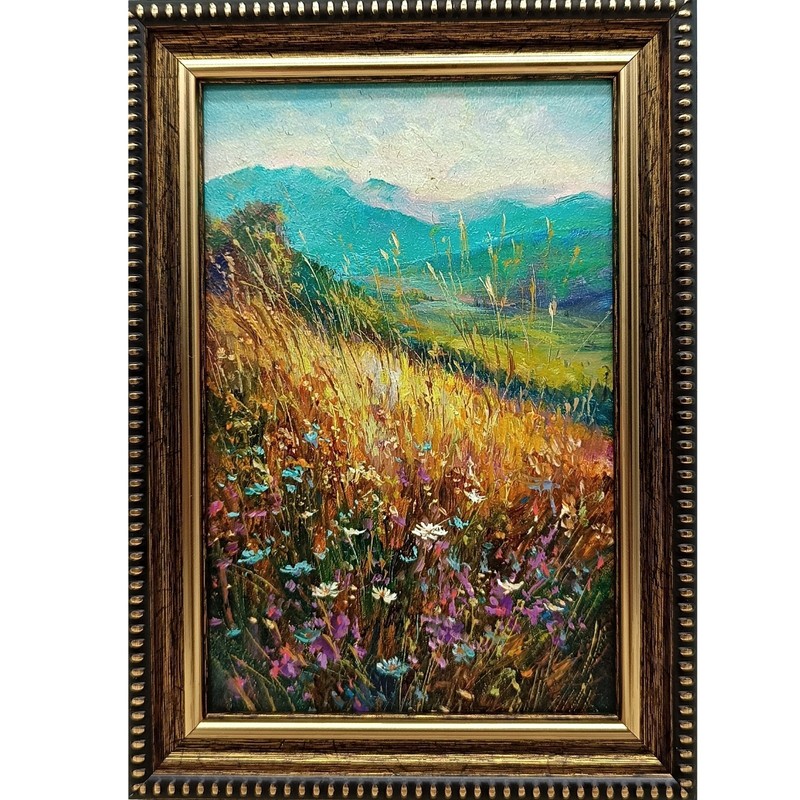 Summer Nature Oil Painting Original Art Flower Meadow 4 x 6 inches