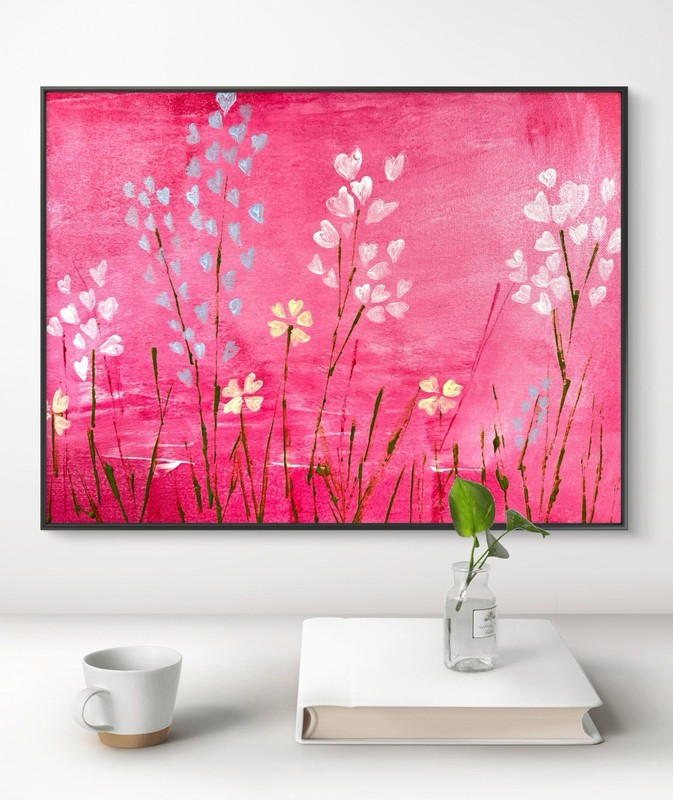 Original Abstract Expressionism 12x16 Floral Valentine Handmade Signed Art gallery