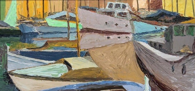 Ernst H. Flentjen (1966) - "Port Scene Saint-Tropez" - Large Oil Painting 80x50 cm gallery