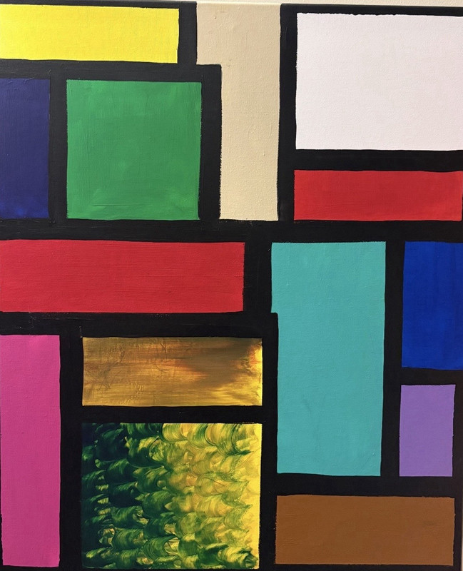 Abstract Geometric Acrylic Painting on Canvas Handmade Single Piece Art